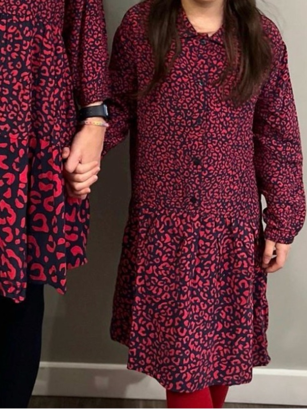 Girl’s Vineyard Vines red and navy leopard print tiered dress